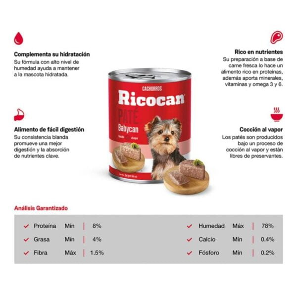 PATÉ RICOCAN Babycan -CACHORROS- 330g - Imagen 2