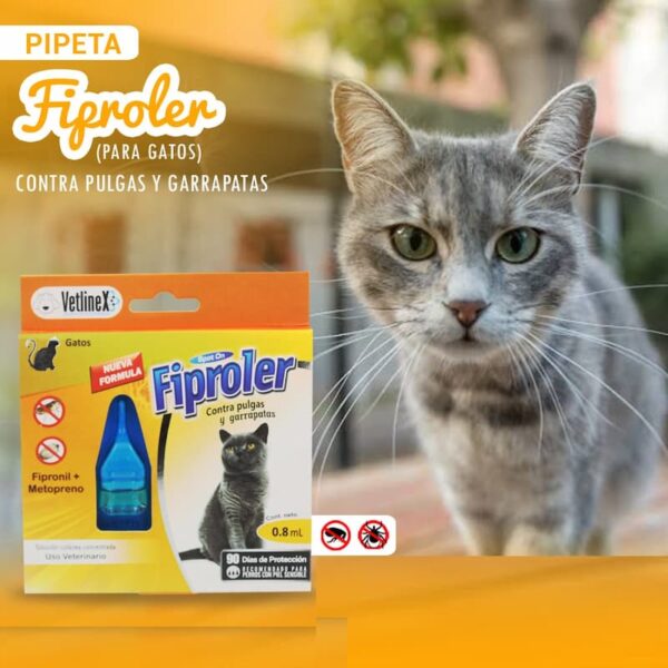 Pipeta Fiproler -ANTIPULGAS Y GARRAPATAS-GATOS- - Imagen 2