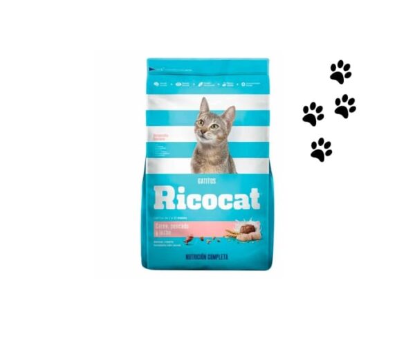 Croquetas RICOCAT sabor a carne, pescado y leche -GATITO- 15Kg