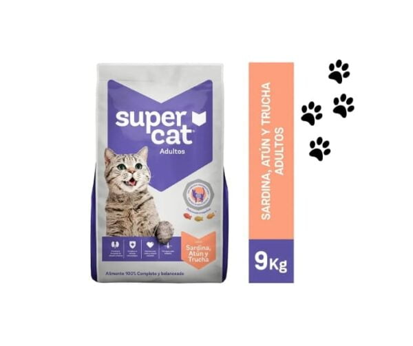 Croquetas SUPERCAT sabor a sardina, atún y trucha-ADULTO- 9Kg